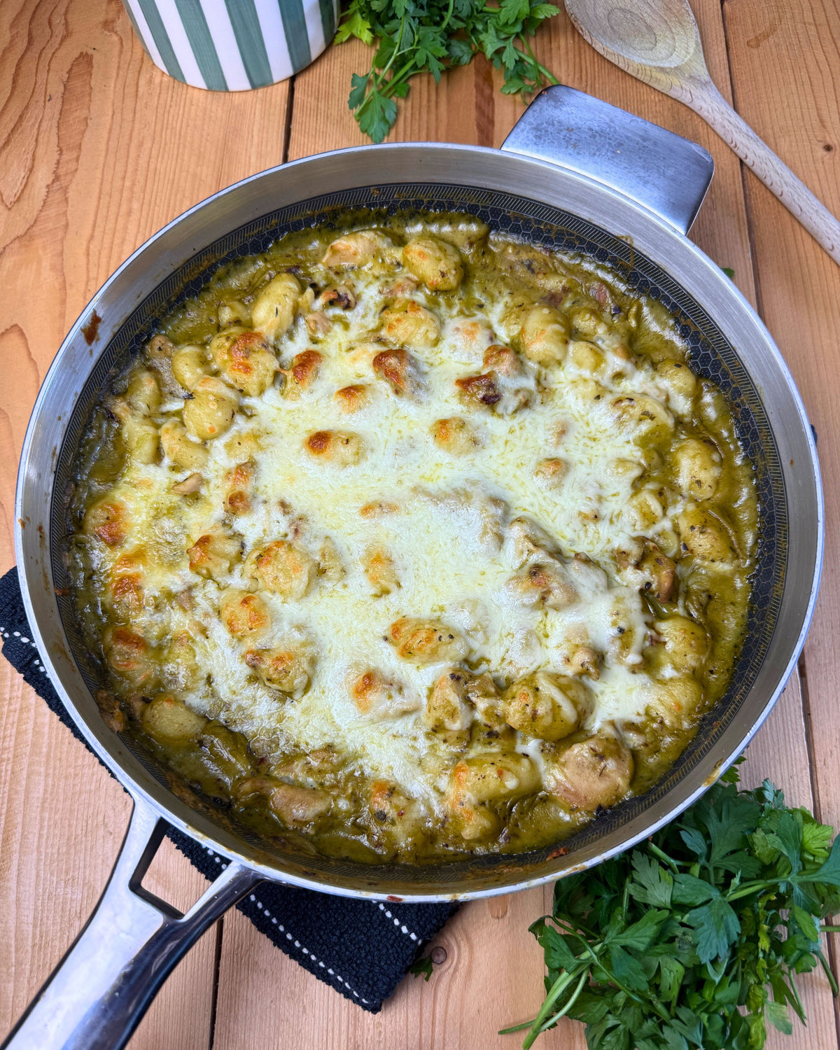 one pan pesto chicken gnocchi bake