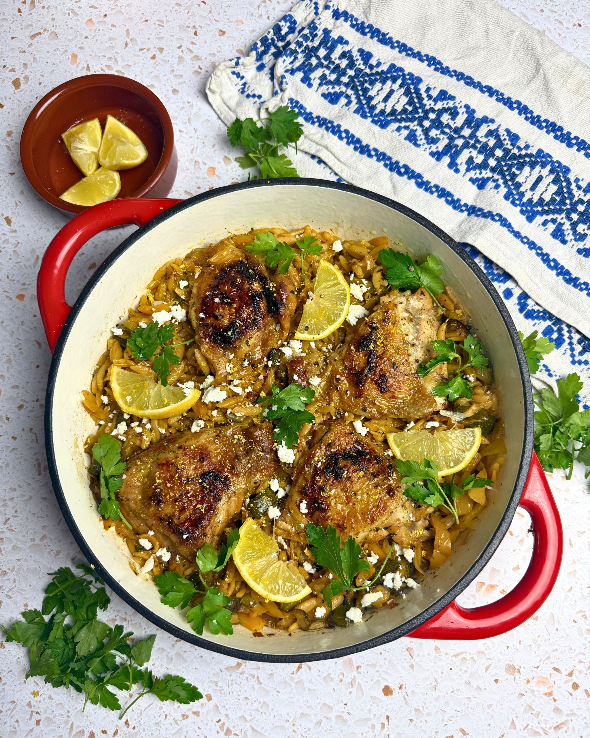 One Pan Greek Lemon Chicken with Orzo
