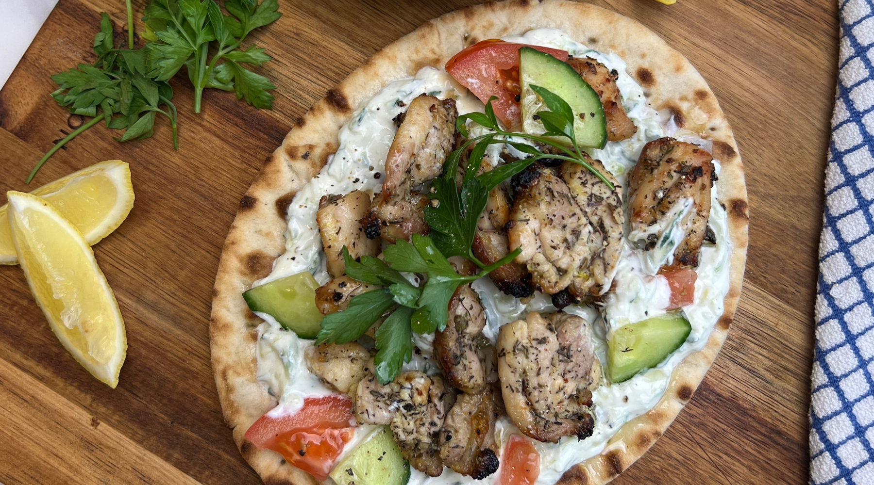 Greek Chicken Flatbread homemade