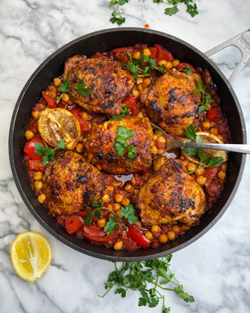 One Pan Harissa & Chickpeas
