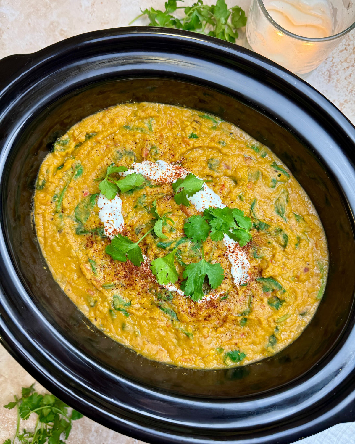 Slow Cooker Sri Lankan Red Lentil Spinach Dhal