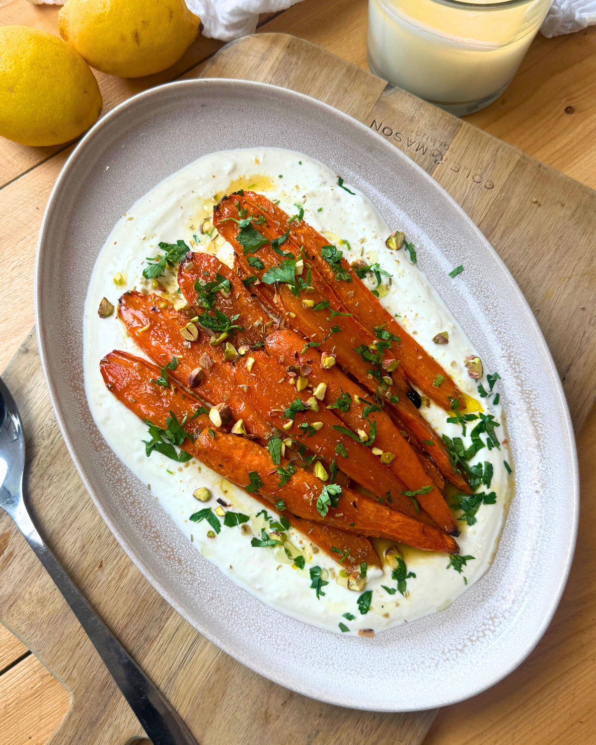 Honey Rosemary Roasted Carrots & Lemon Garlic Yoghurt