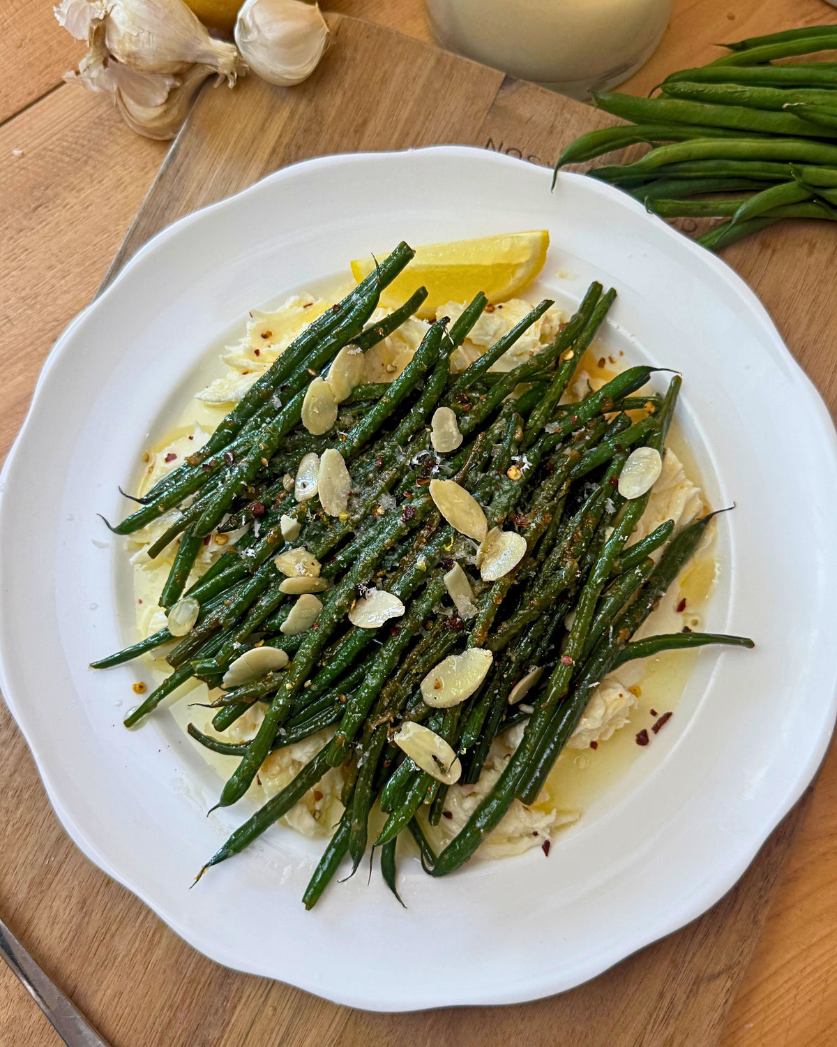 Lemon & Garlic Green Beans with Buffalo Mozzarella