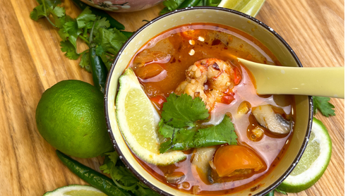 Sweet and Salt Tom Yum Soup made with delicious coconut milk