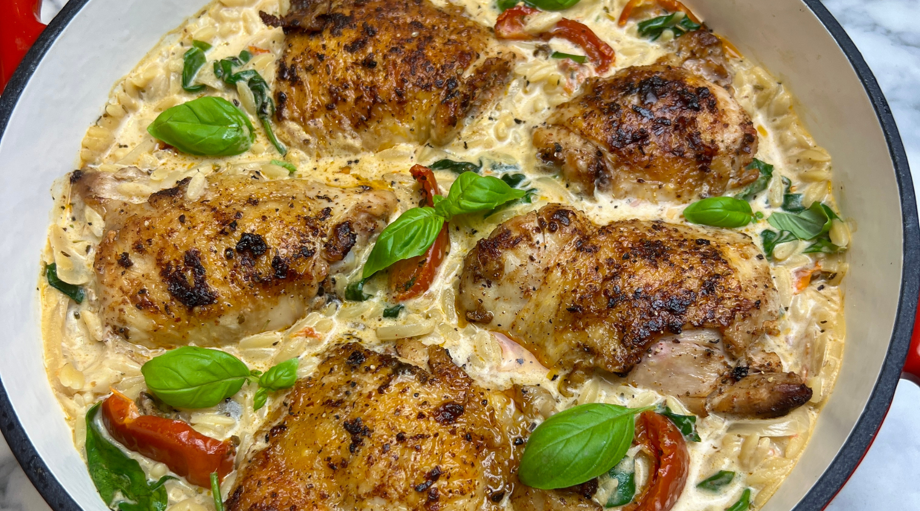 Creamy Tuscan Chicken and Orzo One