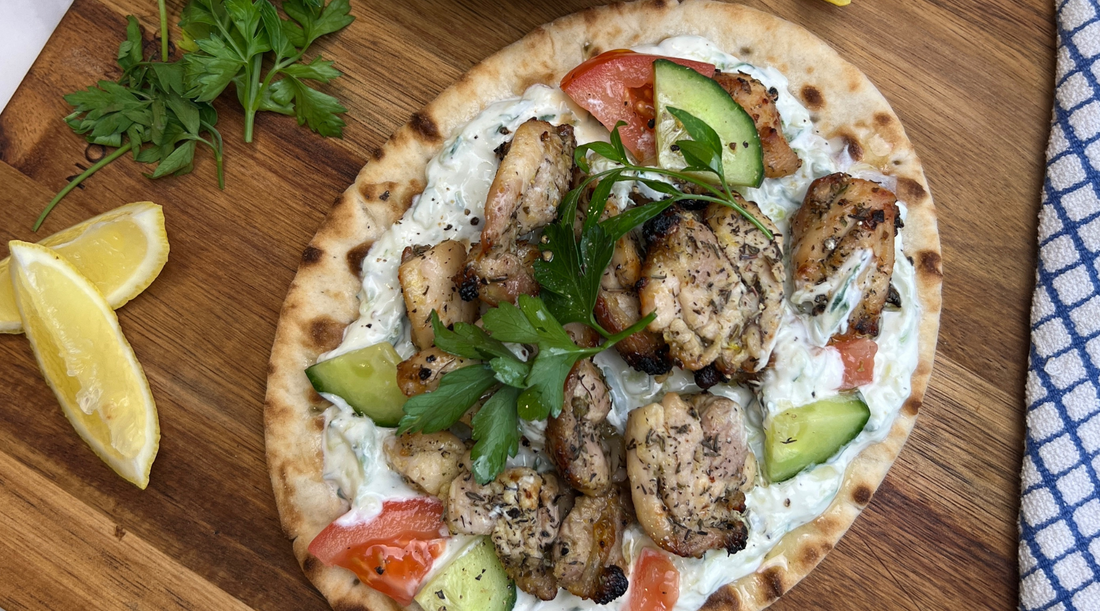 Greek Chicken Flatbread homemade 