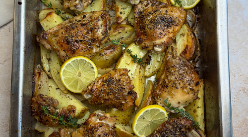 Greek Lemon Chicken & Potato Traybake Archer Kitchen