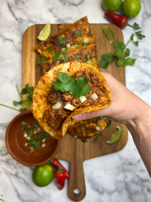 Slow Cooker Lamb Birria Tacos by Archer Kitchen 