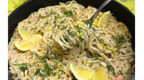 Creamy Lemon & Dill Smoked Salmon Pasta by Archer Kitchen