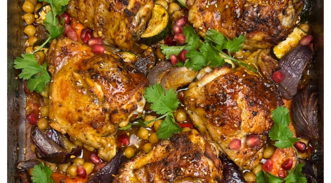 Middle Eastern Chicken Traybake Recipe by Food Blogger Archer Kitchen