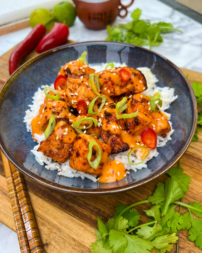 Air Fryer Bang Bang Salmon Bites