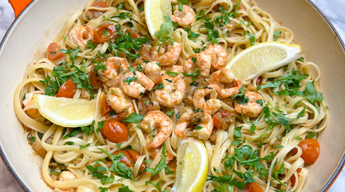 Bursting with flavour classic authentic Italian prawn linguine 