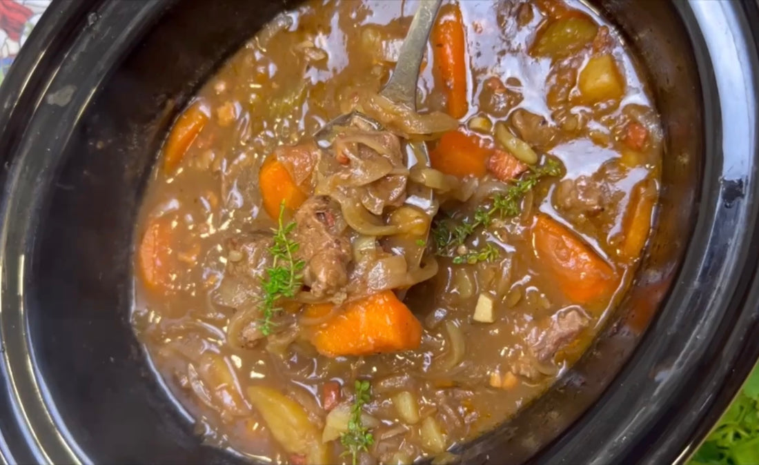 Slow Cooker Irish Beef & Guinness Stew Recipe by Food Blogger Archer Kitchen