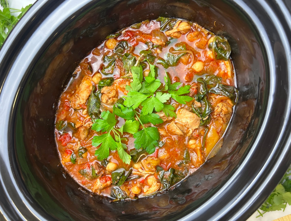 Slow Cooker Spanish Chicken & Chorizo Stew Recipe by Food Blogger Archer Kitchen