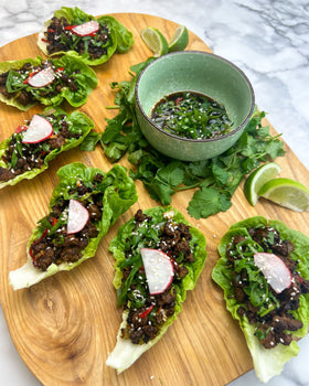 Crispy Chilli Beef Lettuce Cups