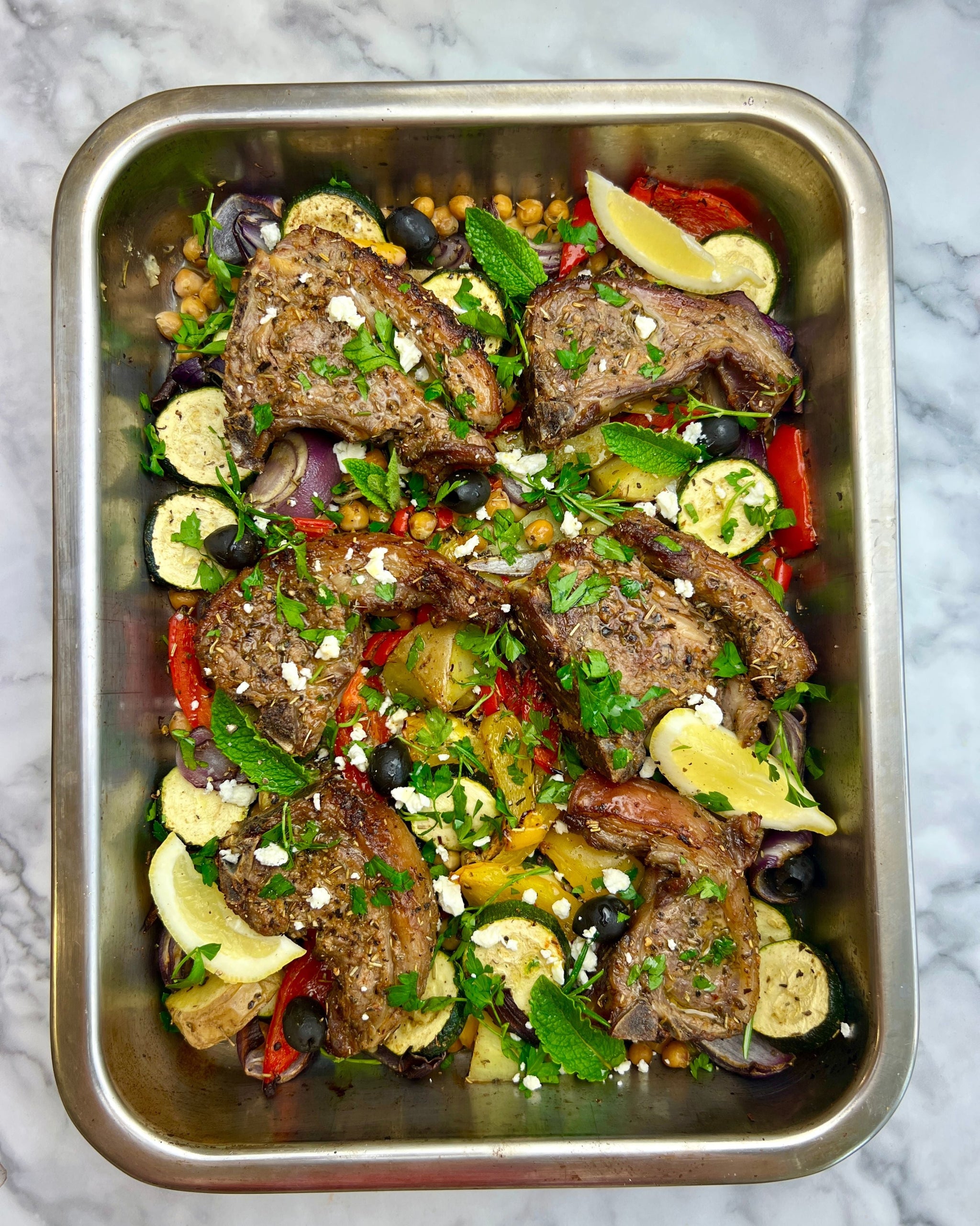 Greek Lamb Traybake with Feta