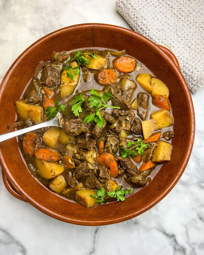 Slow Cooker Irish Beef & Guinness Stew Recipe by Food Blogger Archer Kitchen