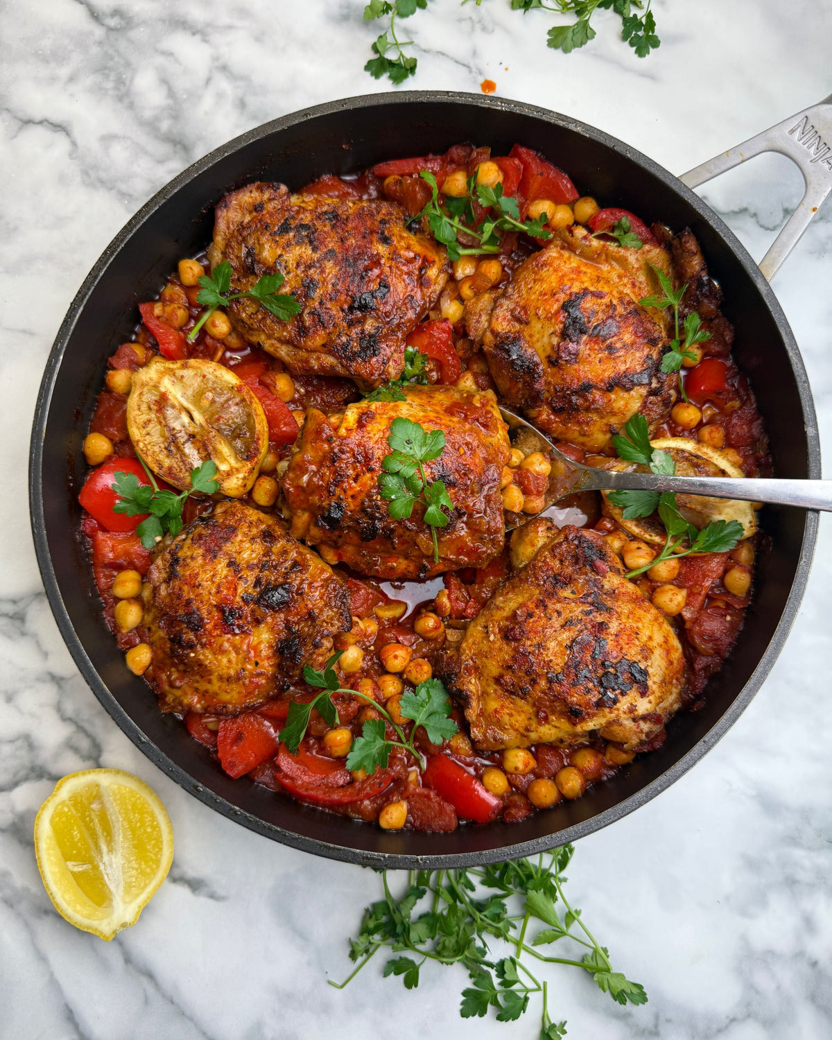 One Pan Harissa & Chickpeas 