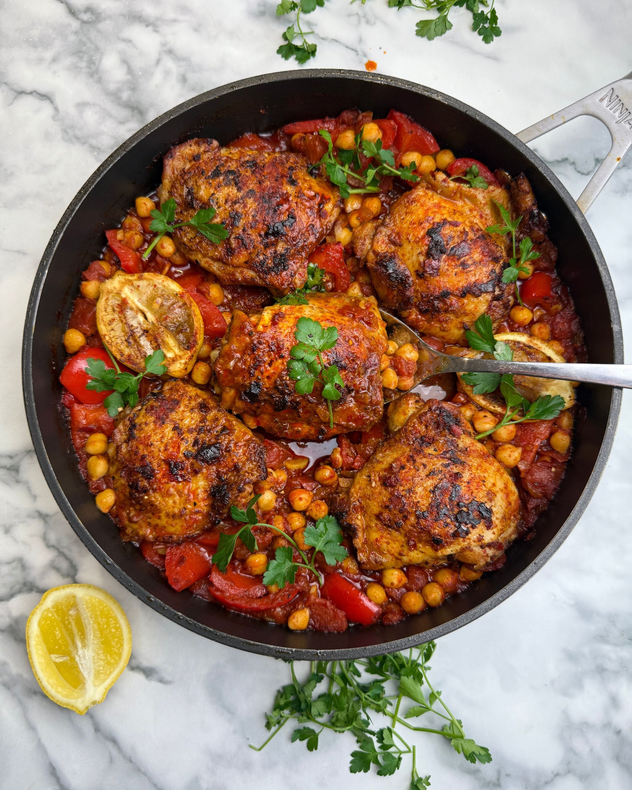 One Pan Harissa & Chickpeas 