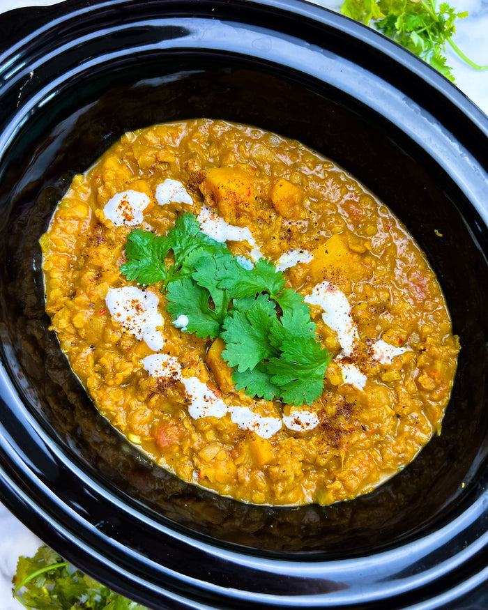 Slow Cooker Red Lentil & Butternut Squash Dahl by Archer Kitchen